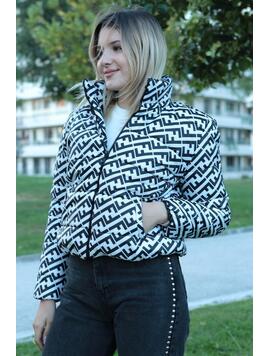 Geaca Dama PrintAsha Alb cu Negru